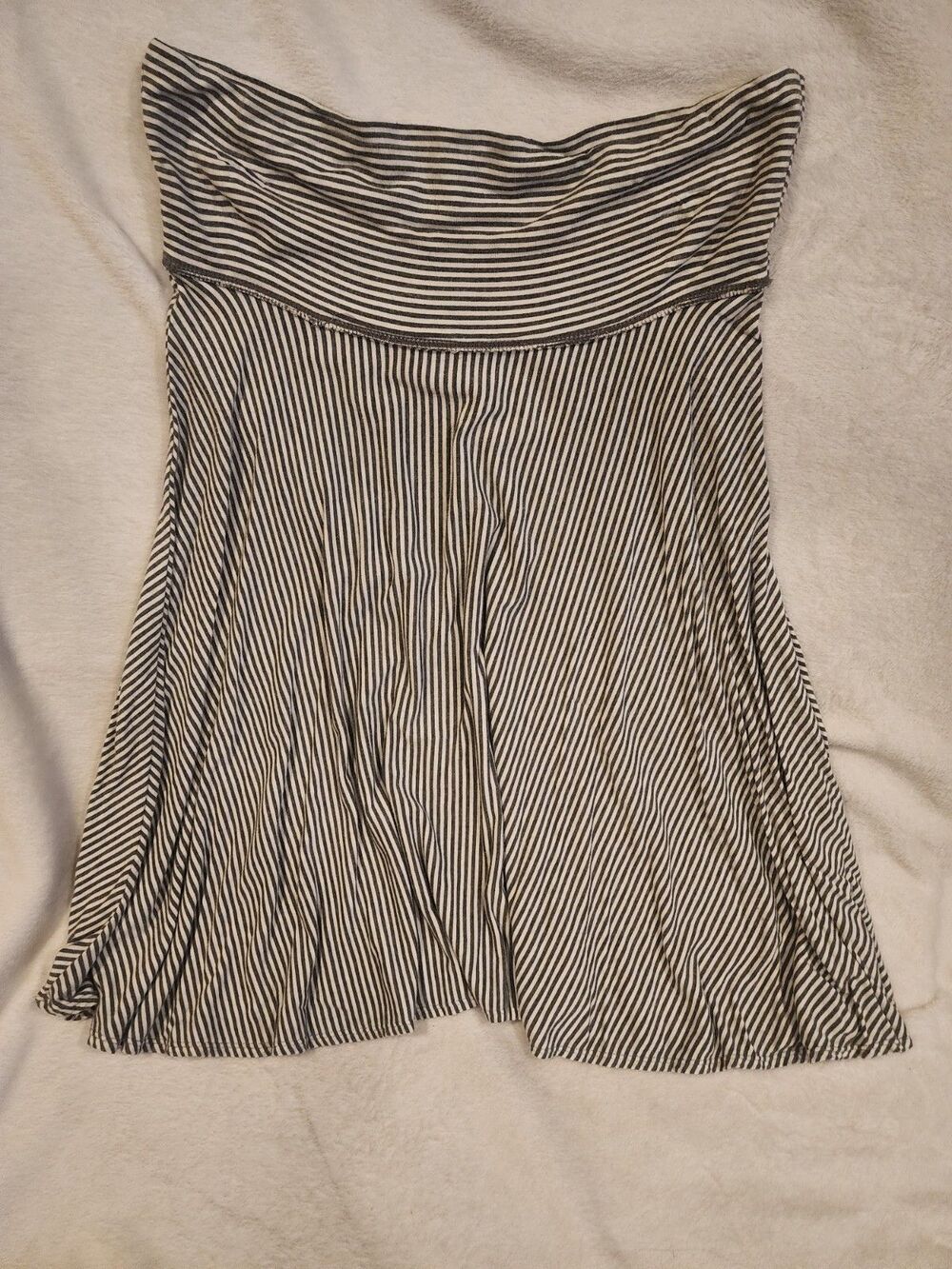 Max Studio Skirt  Blue Striped Stretch Pull On Elastic Waist Women Large